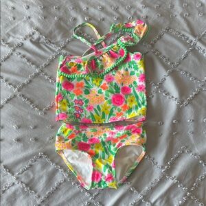 Cat & Jack Pink and Green Floral Kids Bikini